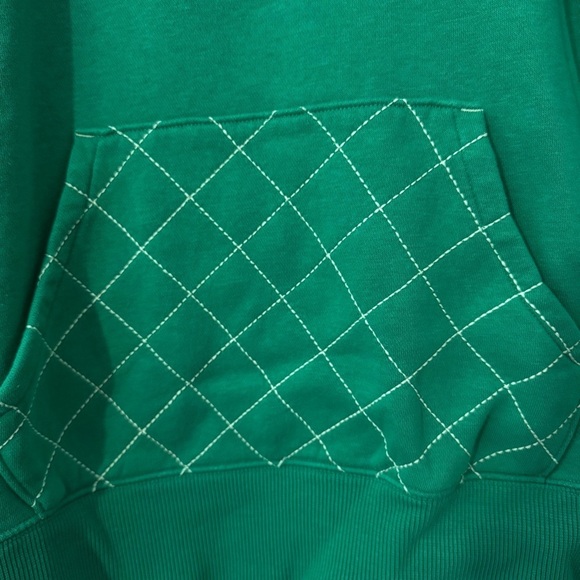 Under Armour Semi Fitted Green Hoodie w/ Pink Logo & White Stitch Pocket Size L - Picture 3 of 6